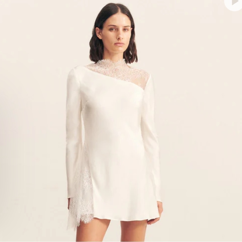 Shona Joy Allegra Lace Panelled Mini Dress - Ivory
